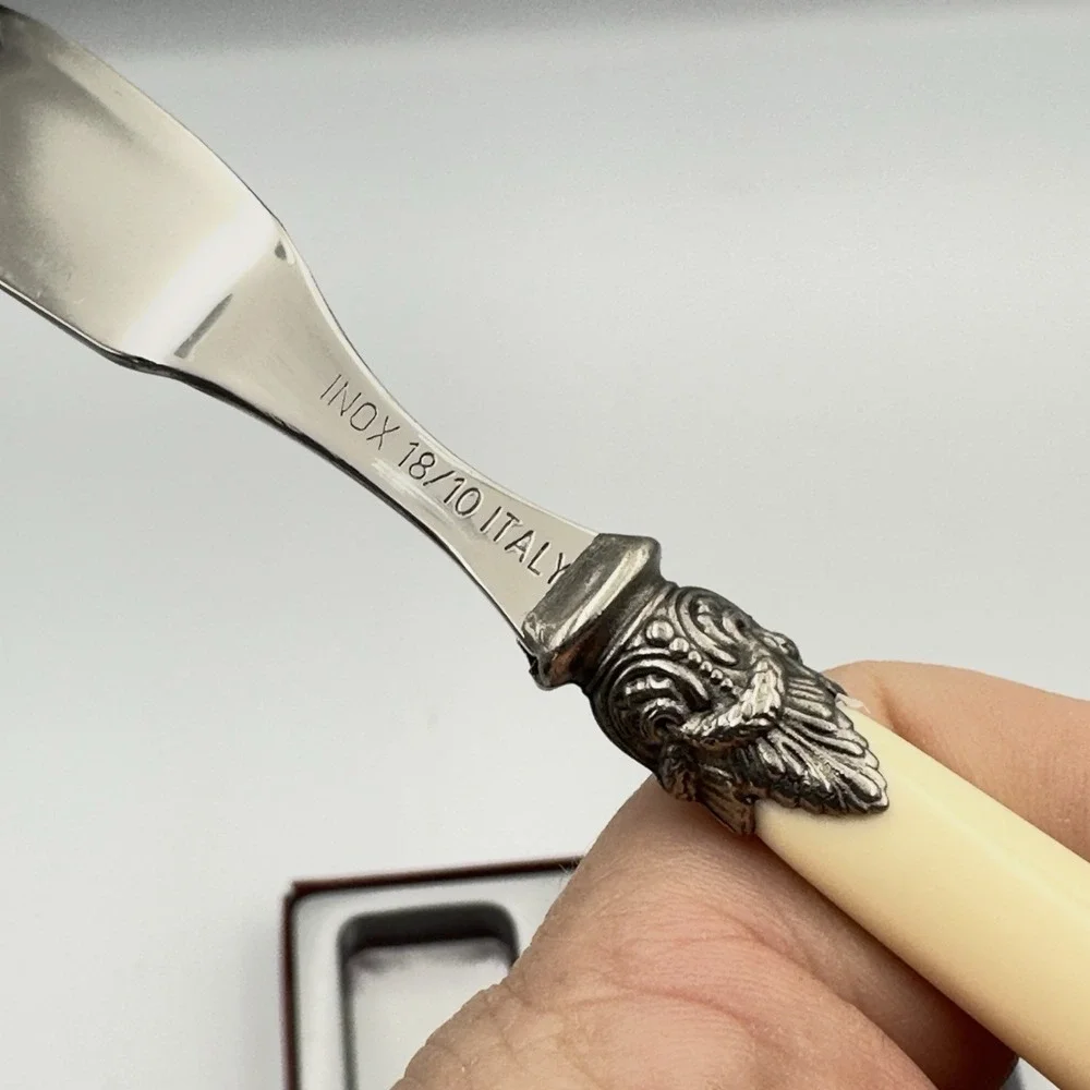 Vintage Inox 18/10‎ Italy Napoleon Ivory Appetizer Cheese Serving Set 3 Pc. New